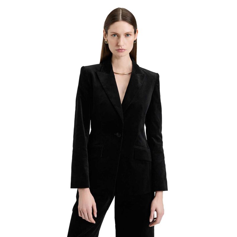 Veronika Maine Stretch Velvet Fitted Blazer image number 0